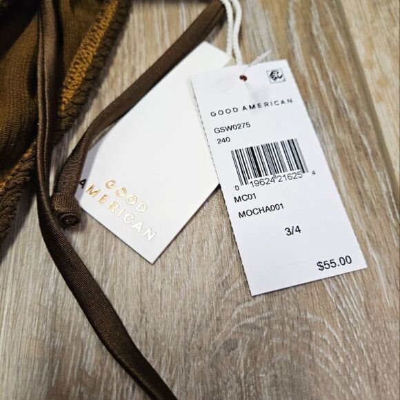 Good American Tiny Ties Always Fits Bikini Bottoms Mocha Size 3 4 Large XL NWT - Picture 3 of 9